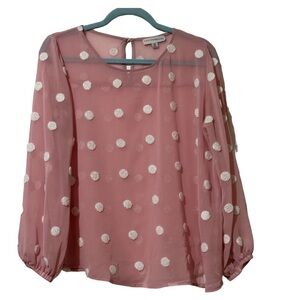 Elegant Sheer Blouse with White Polka Dots